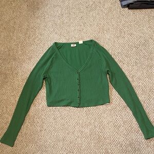 Levi's Green Ribbed Button-Down Shirt